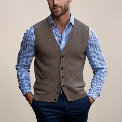 Men's Formal V Neck Vest Button Front - Vonnera
