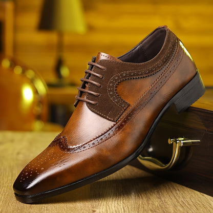 Men's Lace Up Dress Shoes Wingtip Leather Black - Vonnera