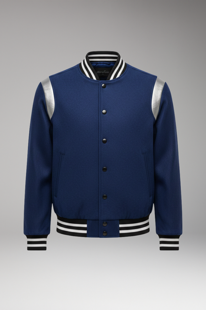 Men's Bomber Jacket Contrasting Sleeves Secure Buttons - Vonnera