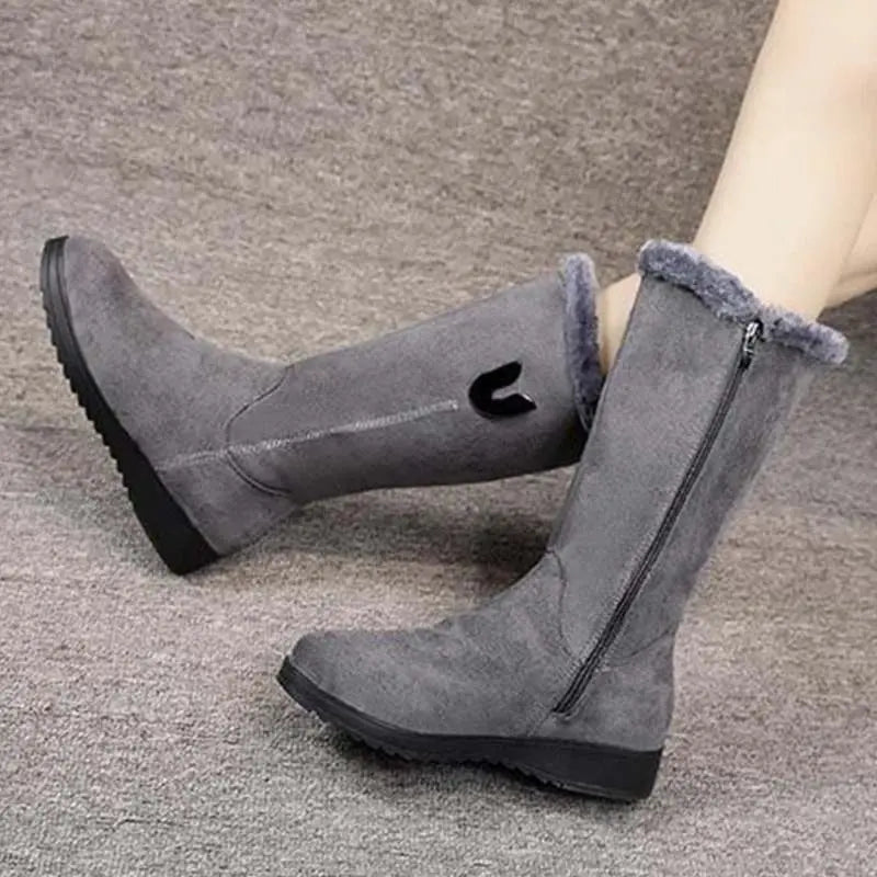 Women's Suede Mid-Calf Boots Warm Brown - Vonnera