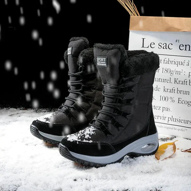 Women's Waterproof Snow Boots Mid-Calf Insulated Black - Vonnera