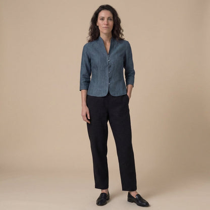 Women's Mandarin Collar Blouse Elegant Cotton