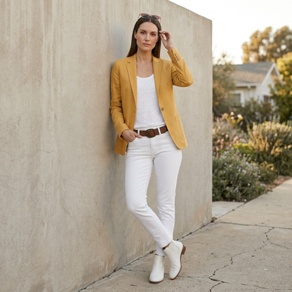 Womens Single Breasted Blazer Classic Lapel Patch Pockets