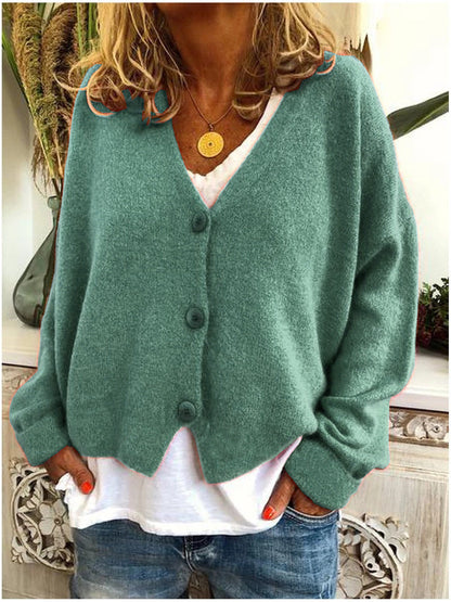 Women's V-Neck Cardigan Relaxed Fit