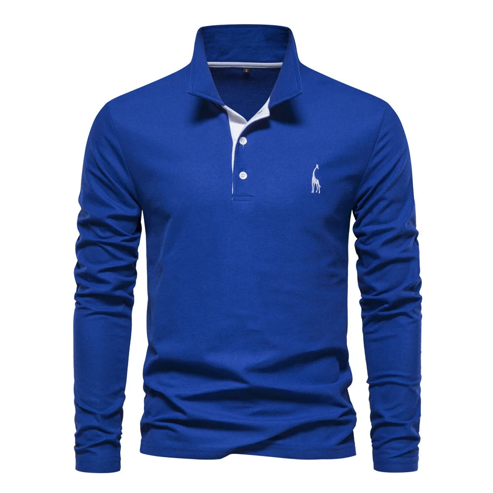 Men's Long Sleeve Polo Jumper Classic Collar Cotton