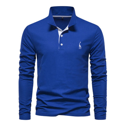 Men's Long Sleeve Polo Jumper Classic Collar Cotton