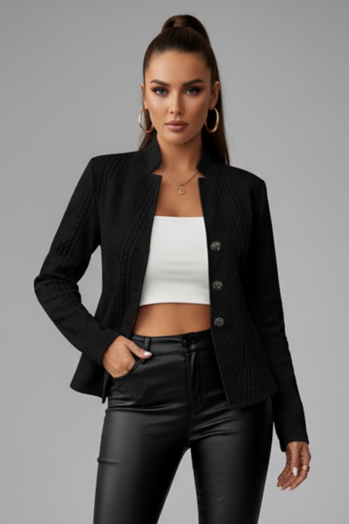Women's Lapel Collar Blazer Button Front