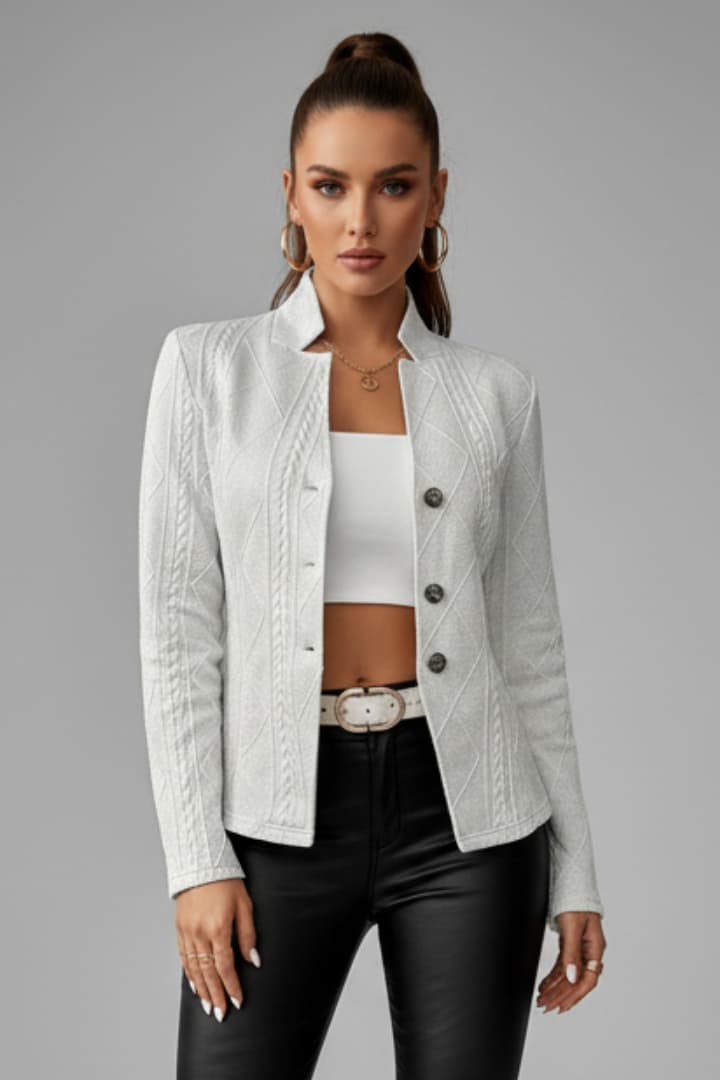 Women's Lapel Collar Blazer Button Front