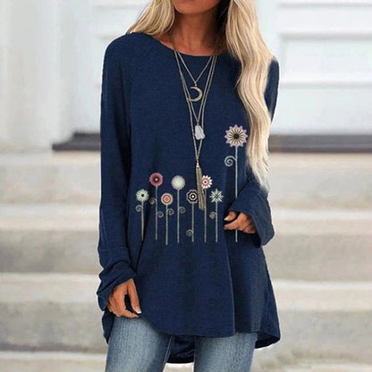 Women's Embroidered Sweatshirt Soft Floral Black