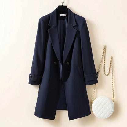 Women's Double-Breasted Coat Relaxed Fit Thigh-Length - Vonnera