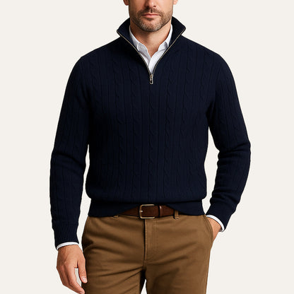 Men's Cable Knit Zipper Sweater