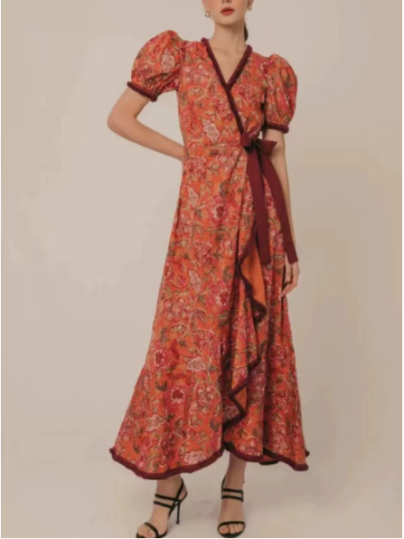 Women's Pink Short Sleeve Maxi Dress - Vonnera