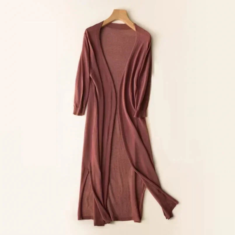 Women's Lightweight Open Front Cardigan Breathable Beige - Vonnera