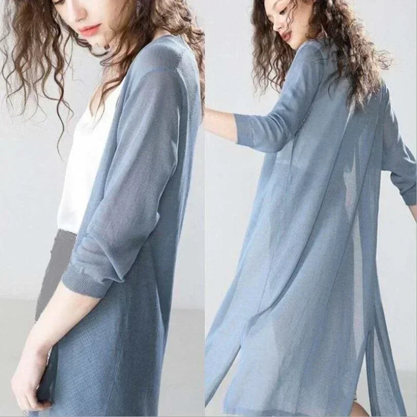 Women's Lightweight Knit Open Front Cardigan 3/4 Sleeve