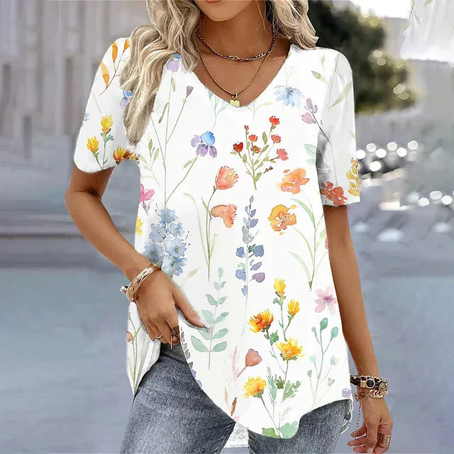 Women's V-Neck T-Shirt Stripe Print - Vonnera