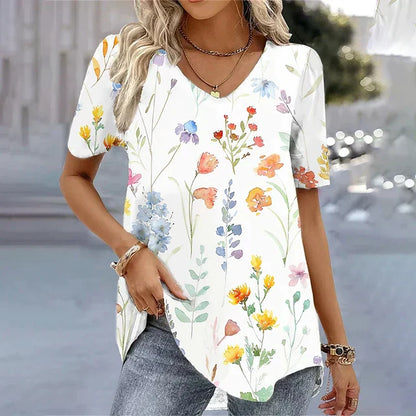 Women's Striped V-Neck T-Shirt - Vonnera