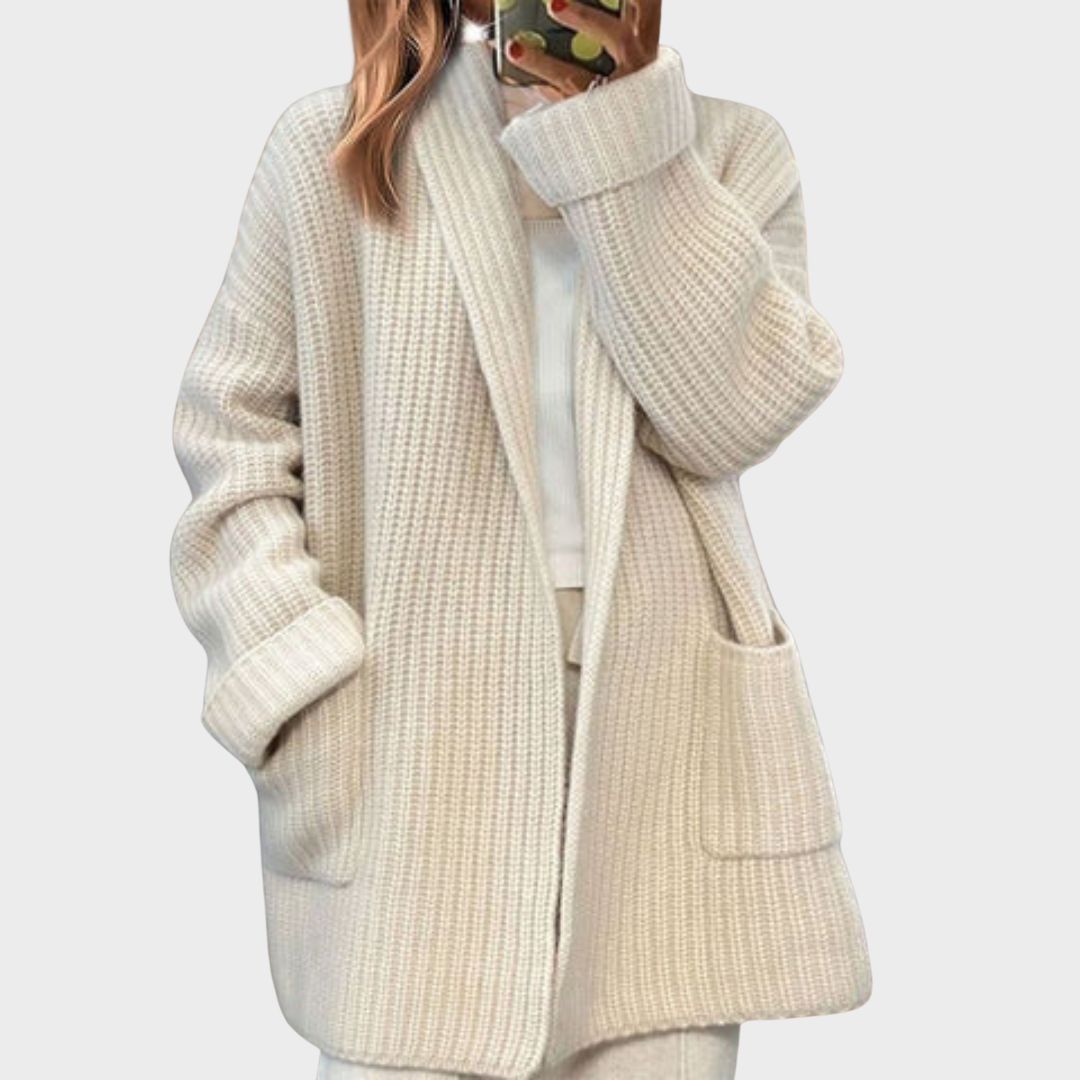 Women's Knit Cardigan Shawl Collar Wide Cuffs