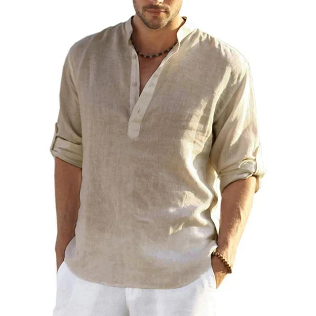 Men's Linen Shirt Lightweight Beige - Vonnera