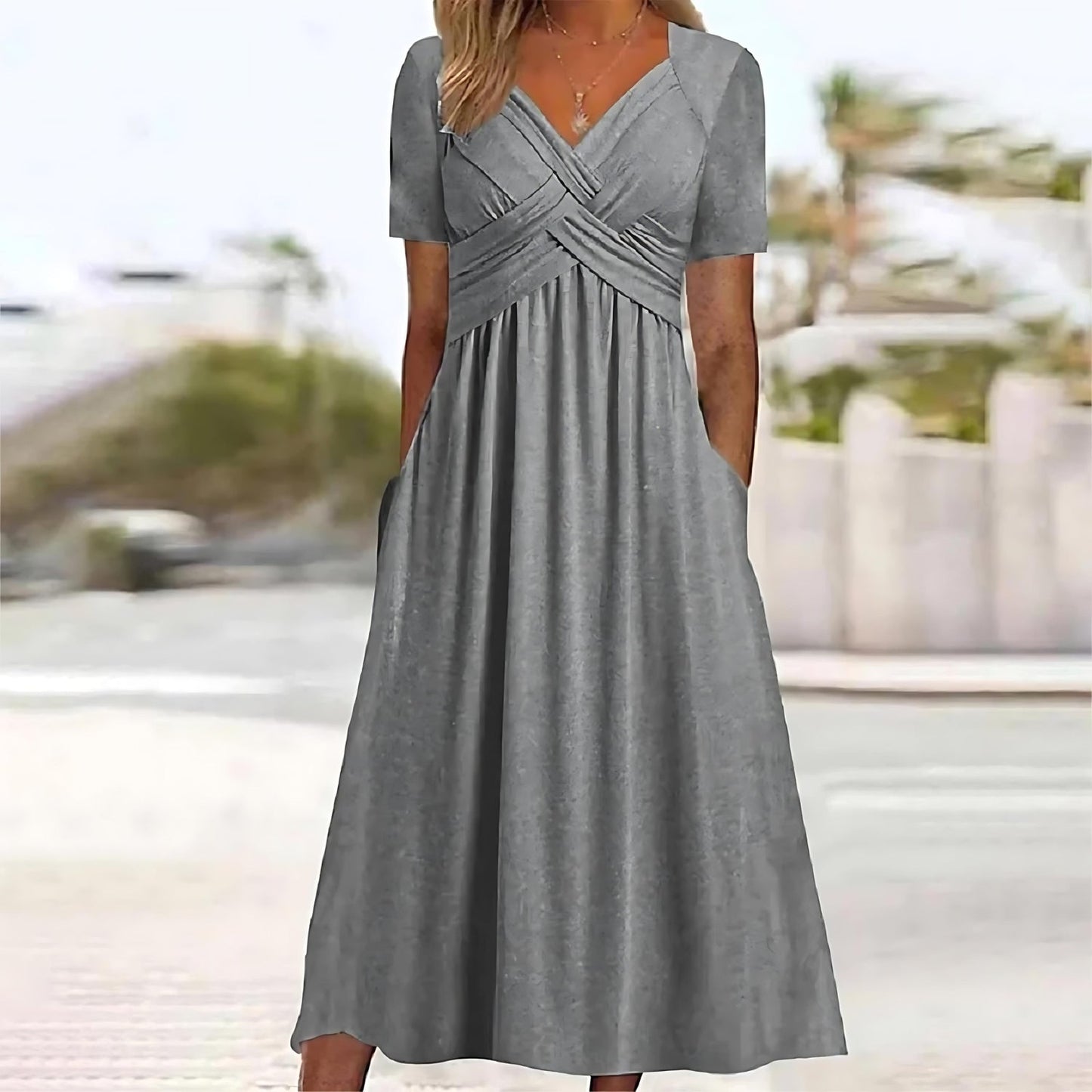 Women's Midi Dress Belly Cover Elegant