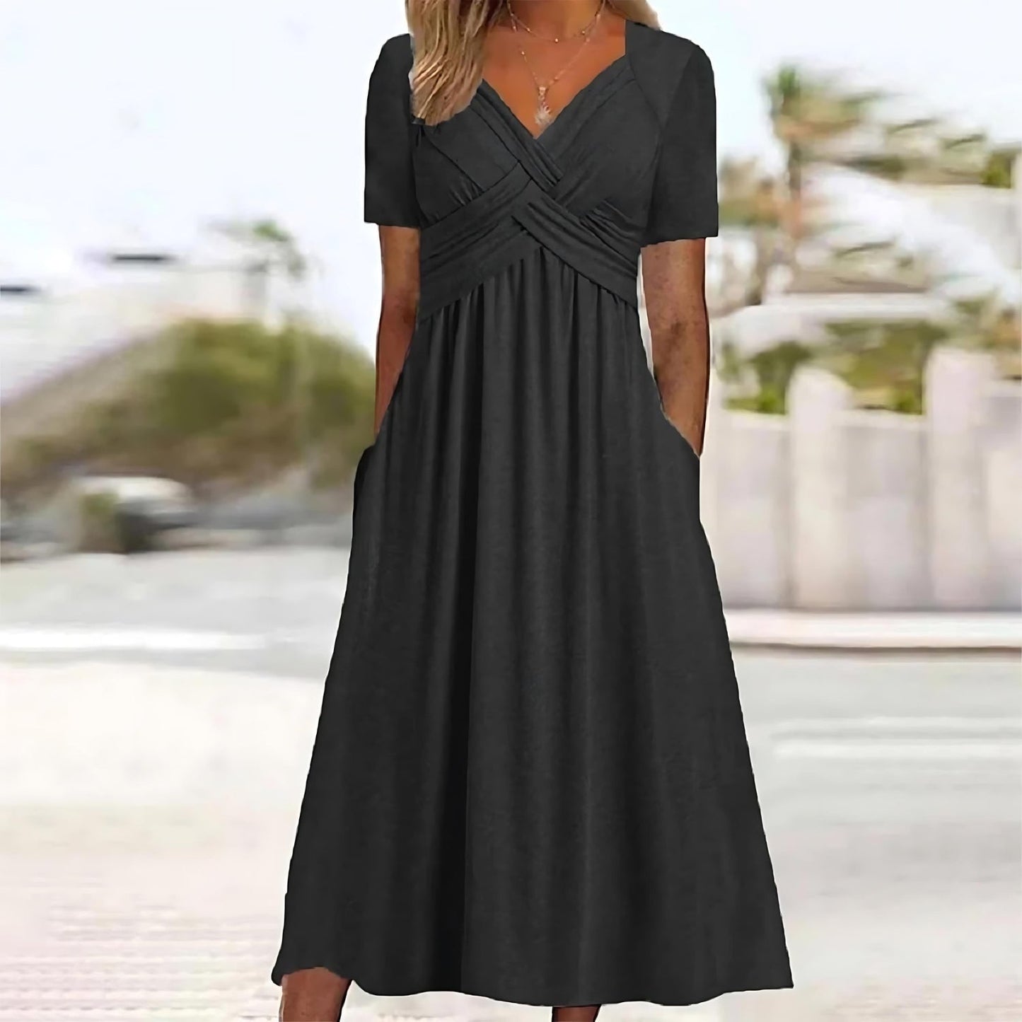Women's Midi Dress Belly Cover Elegant
