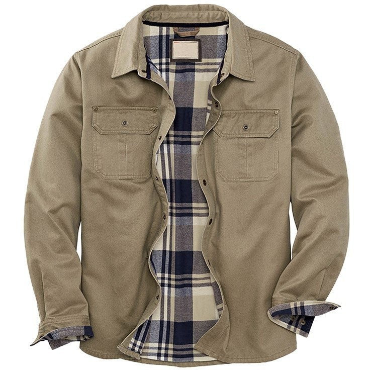 Men's Waxed Bomber Jacket Flannel Lined Chest Pockets