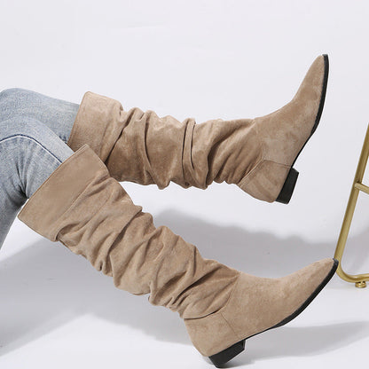Women's Knee High Boots Pointed Toe Flat Sole Comfortable