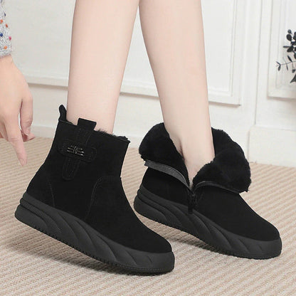 Women's Fur Lined Ankle Boots Warm Zip Up Black - Vonnera