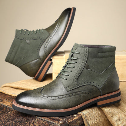 Men's Wingtip Ankle Boots Leather Brown - Vonnera