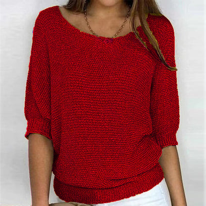 Women's Crew Neck Knitted Sweater
