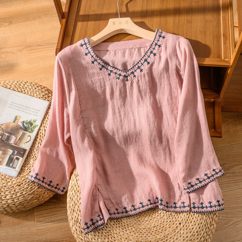 Women V-Neck Blouse Patterned