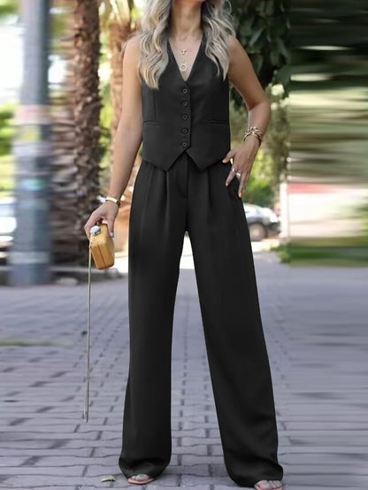 Women's Sleeveless Blazer Suit Set