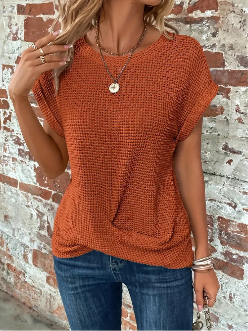 Women's Waffle Knit Casual T-Shirt