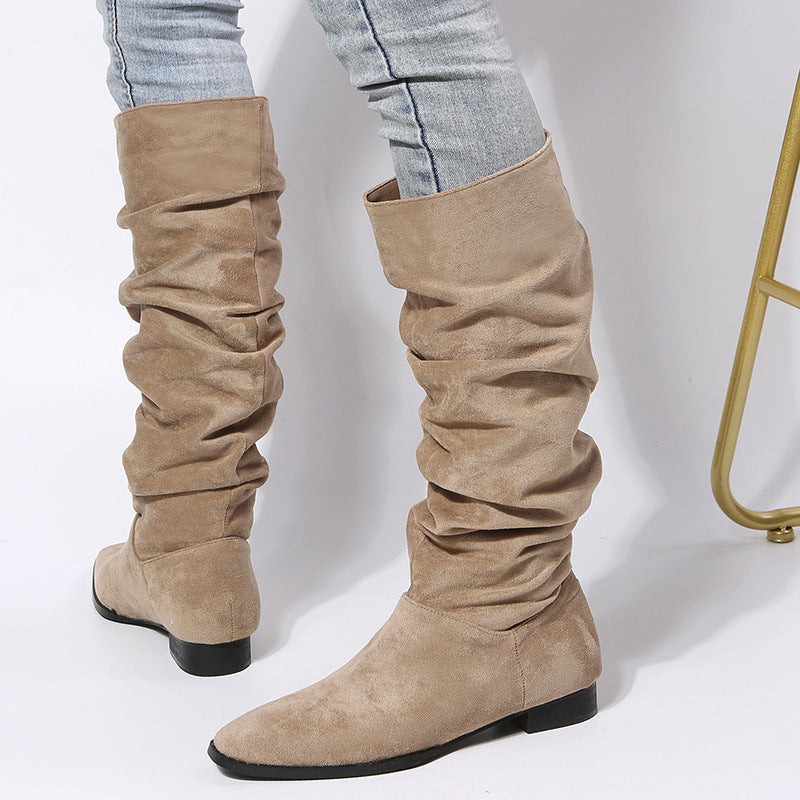 Women's Knee High Boots Pointed Toe Flat Sole Comfortable
