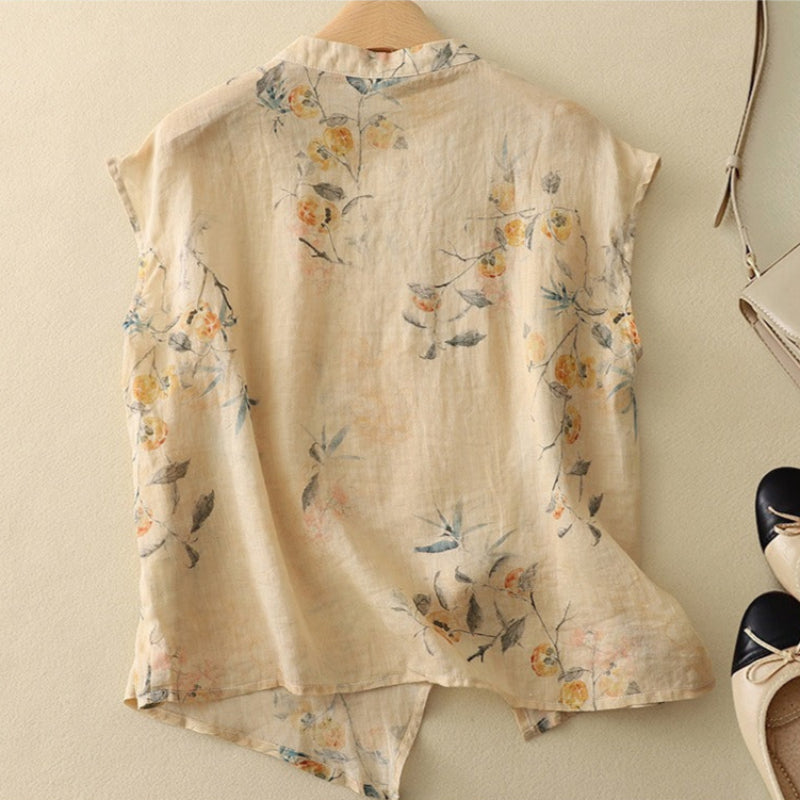 Women's Sleeveless Vintage Floral Blouse
