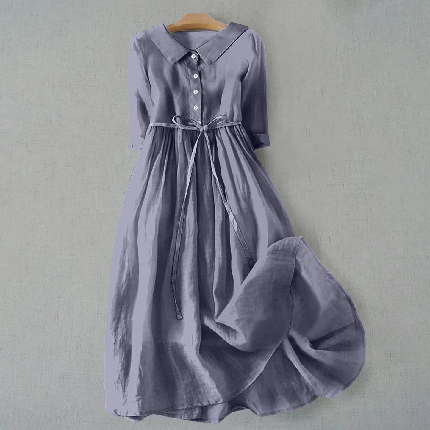 Women's Midi Dress Full Button Front Casual