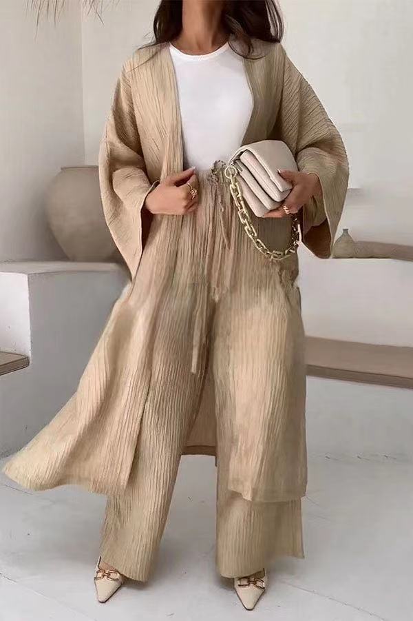 Women's Pleated Kimono Set Elegant - Vonnera