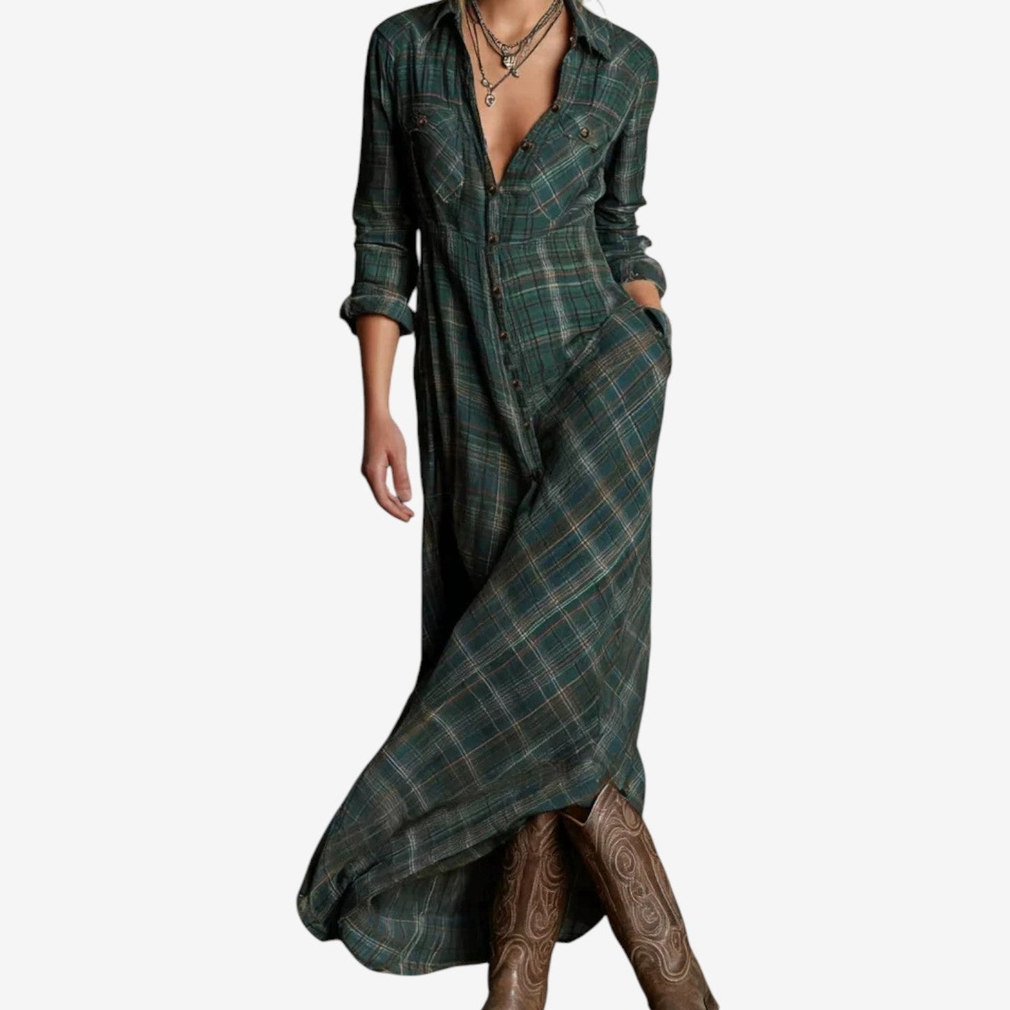 Women's Plaid Collar Dress