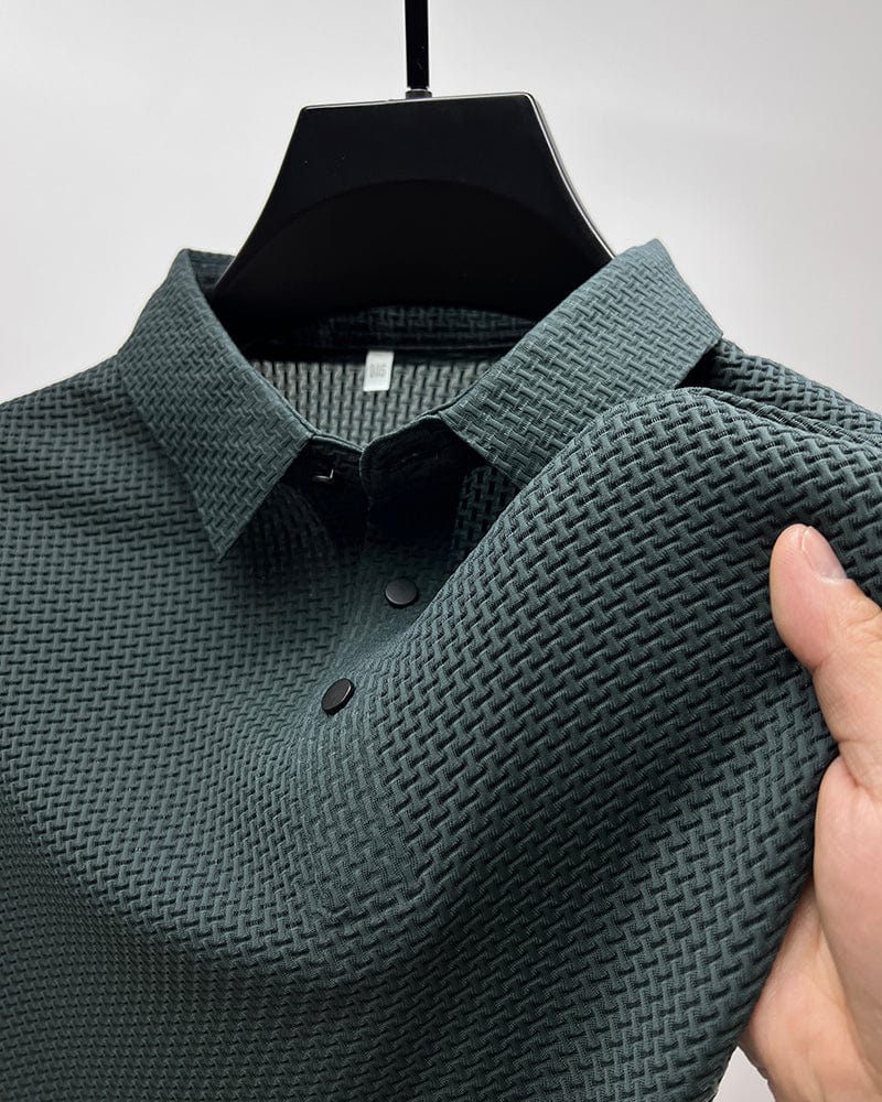 Men's Short Sleeve Polo Shirt Textured Design