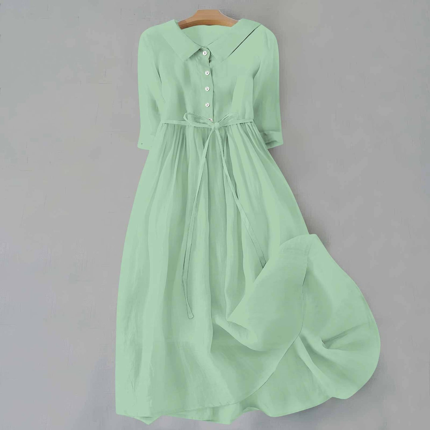 Women's Midi Dress Full Button Front Casual