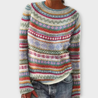 Women's Patterned Crew Neck Sweater - Vonnera