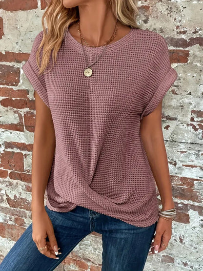 Women's Waffle Knit Casual T-Shirt