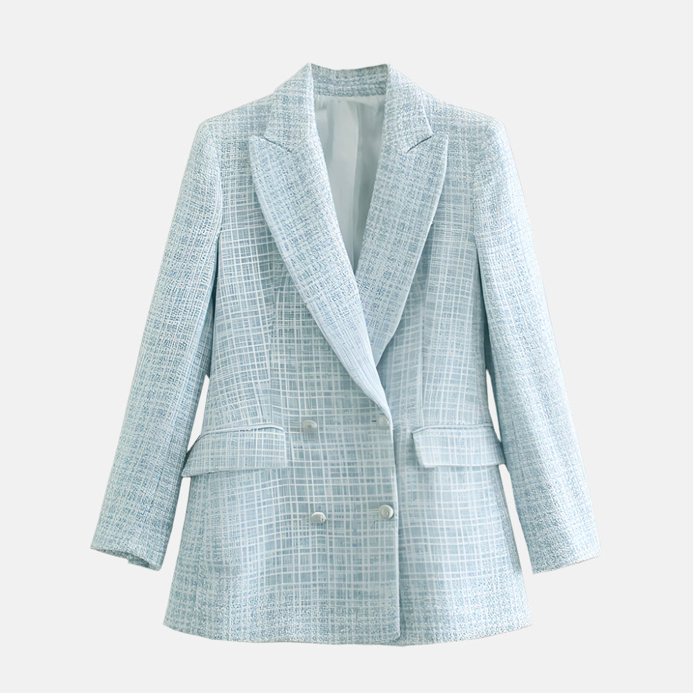 Women's Tweed Blazer Timeless Elegant Brown