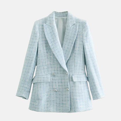 Women's Tweed Blazer Timeless Elegant Brown