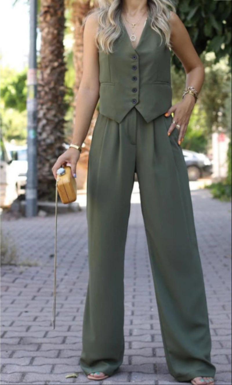 Women's Sleeveless Blazer Suit Set