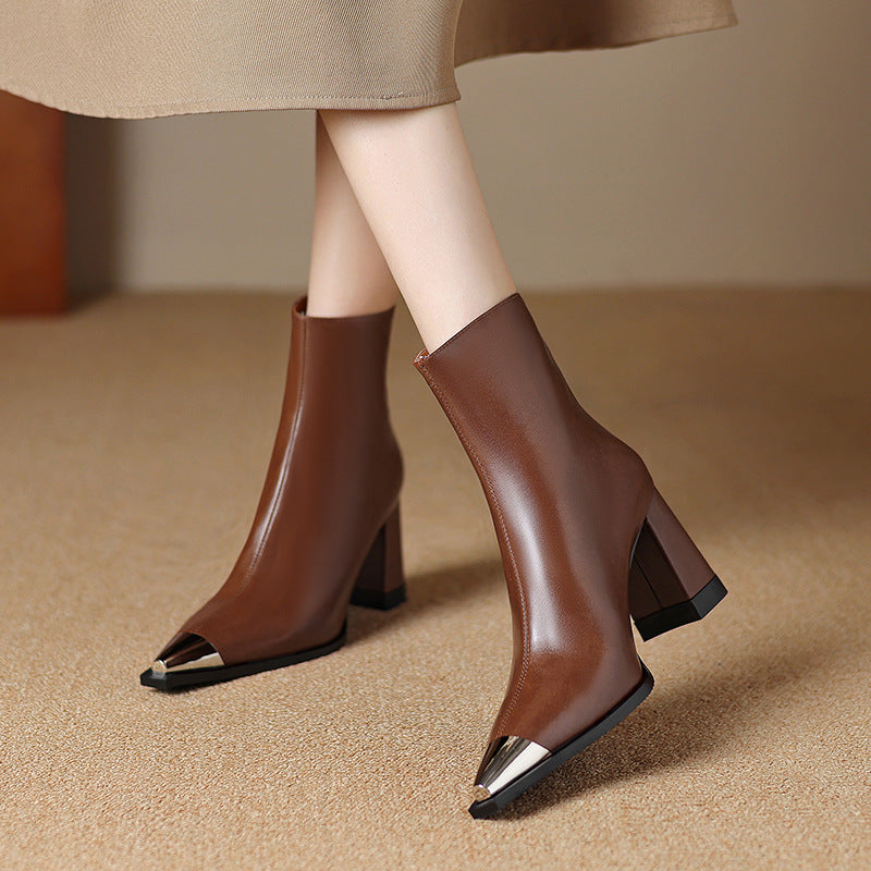 Women's Block Heel Boots Pointed Toe Closed - Vonnera