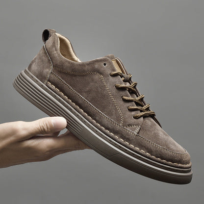 Men's Casual Lace Up Sneakers Contrast Sole Brown