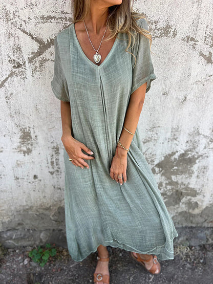Women's V-Neck Loose Fit Dress