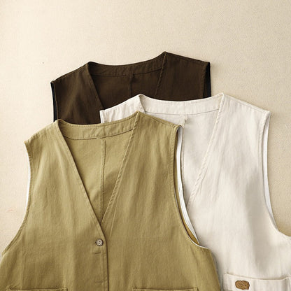 Relaxed Fit Button Vest