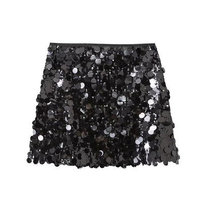 Women's Sequin Skirt Sparkling Silver