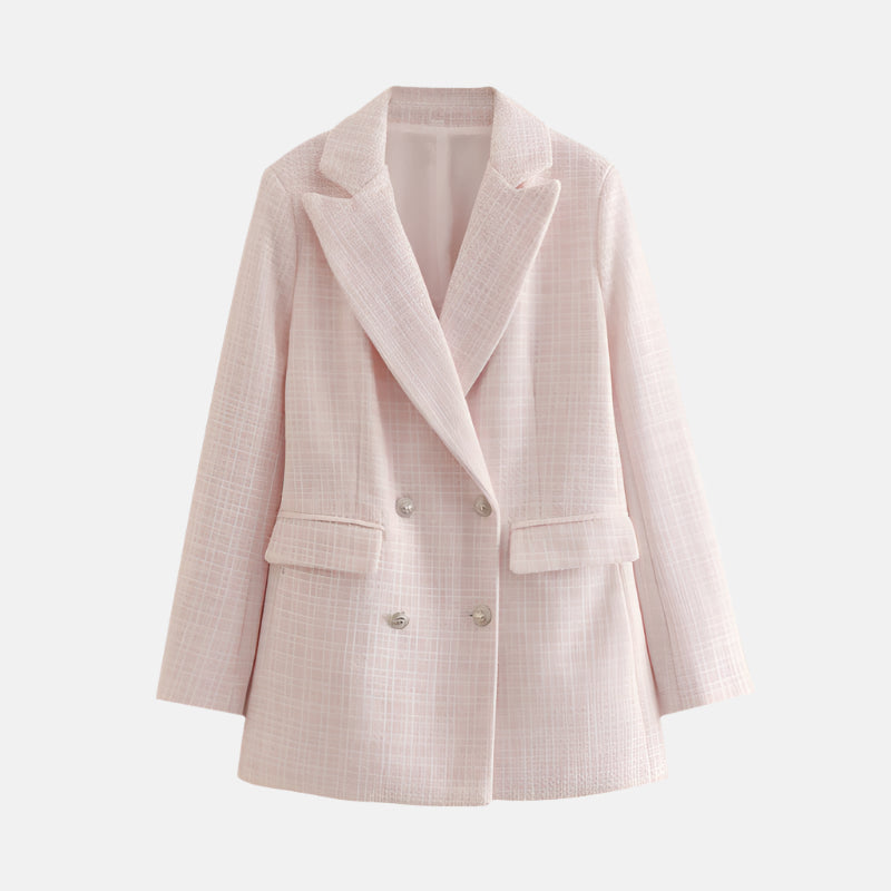Women's Tweed Blazer Timeless Elegant Brown